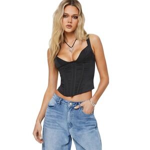 PRINCESS POLLY Rowley Top Black, Corset Top, Black, Size 8